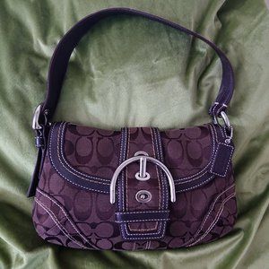 Coach Brown Small Signature Soho Buckle Flap Hobo Bag - Dark Brown